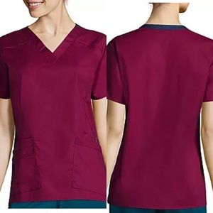 WonderWink WonderFlex Women’s SS Verity V-Neck scrub top shirt wine colo…